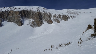 Wind Slab in Hanging Valley at Big Sky